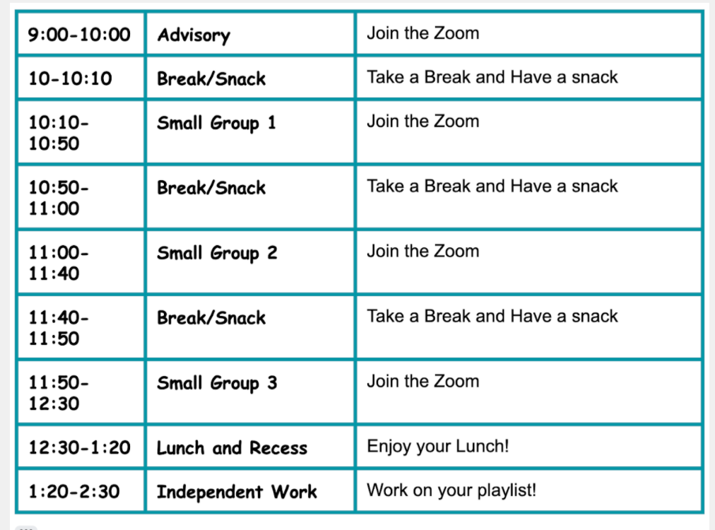 Daily Schedule
